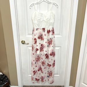 Long floral print dress